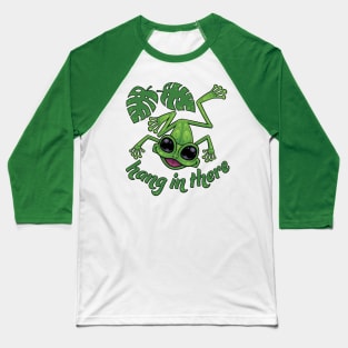 Hang In There Happy Green Tree Frog Baseball T-Shirt